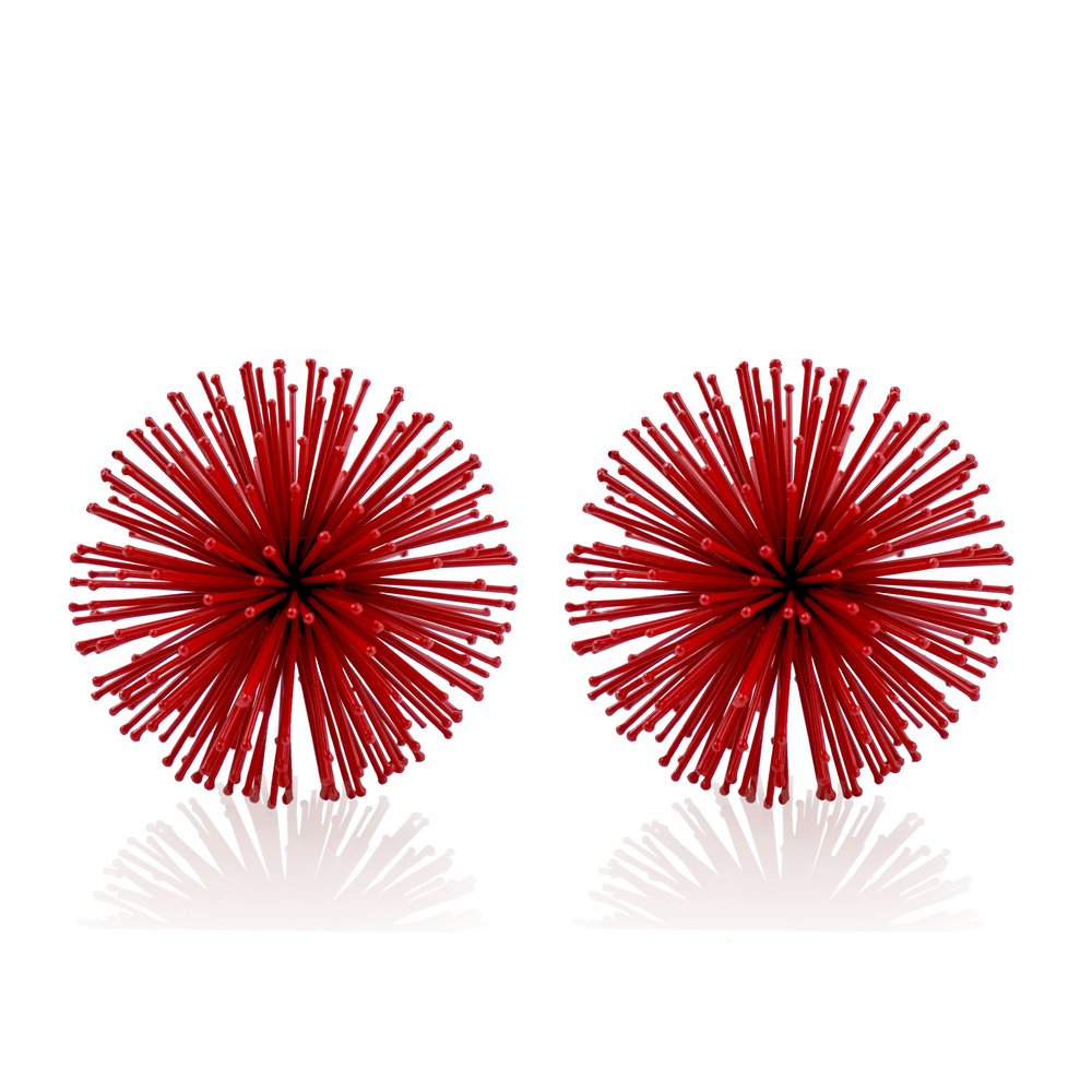 6" Red Metal Spiky Sphere