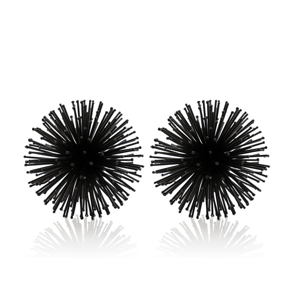 8" Black Iron Decorative Orb Tabletop Sculpture