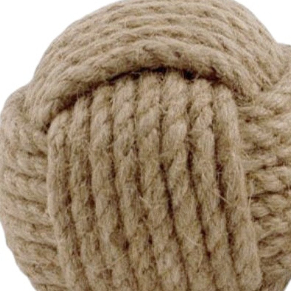 Set of Two Natural Jute Decorative Orb Tabletop Sculpture close-up detail