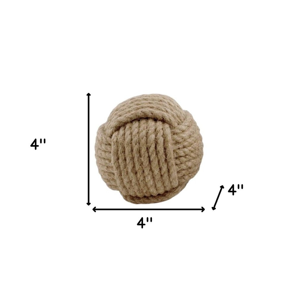 Set of Two Natural Jute Decorative Orb Tabletop Sculpture on a white background