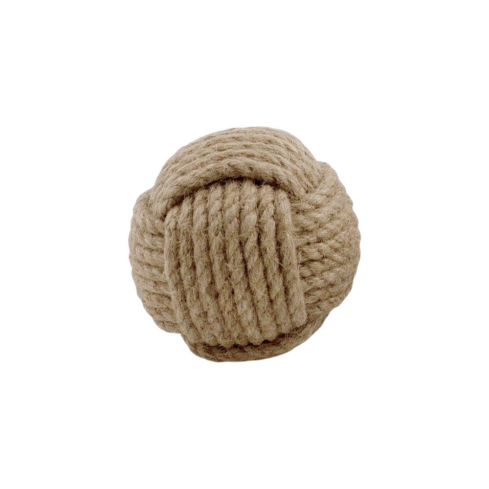 Set of Two Natural Jute Decorative Orb Tabletop Sculpture on a white background