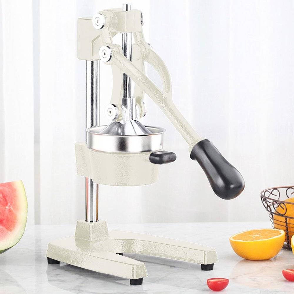 7" White Black And Silver Stainless Steel Manual Juicer