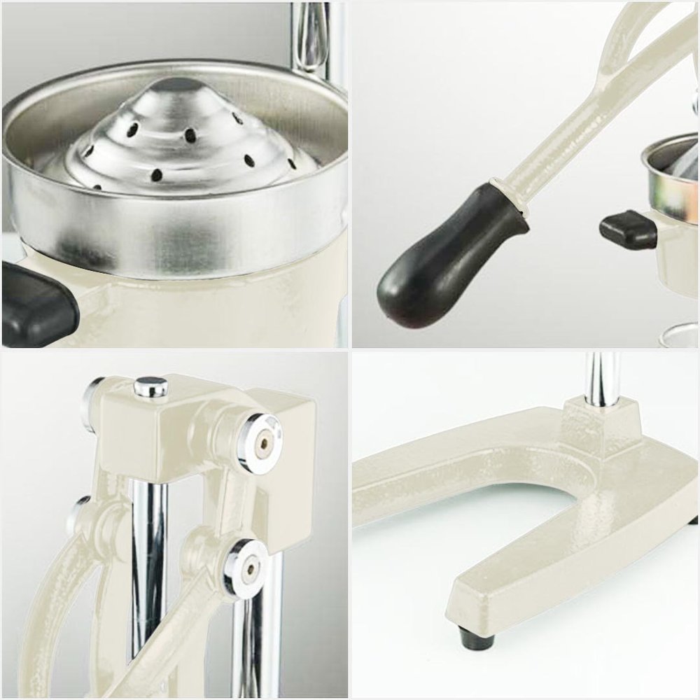 7" White Black And Silver Stainless Steel Manual Juicer