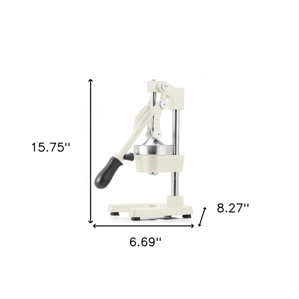 7" White Black And Silver Stainless Steel Manual Juicer