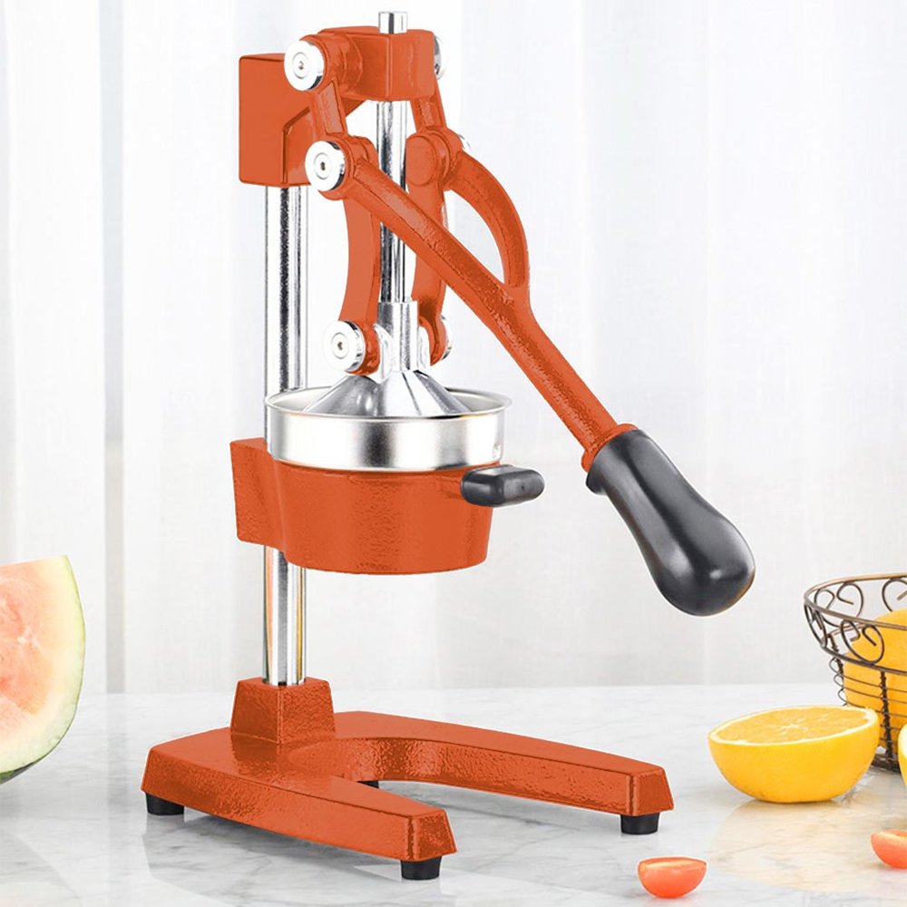 7" Orange Cast Iron Manual Juicer