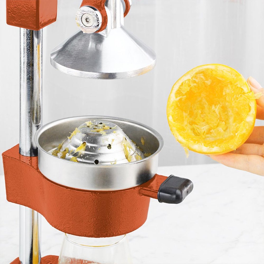 7" Orange Cast Iron Manual Juicer