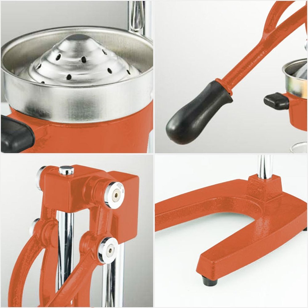 7" Orange Cast Iron Manual Juicer