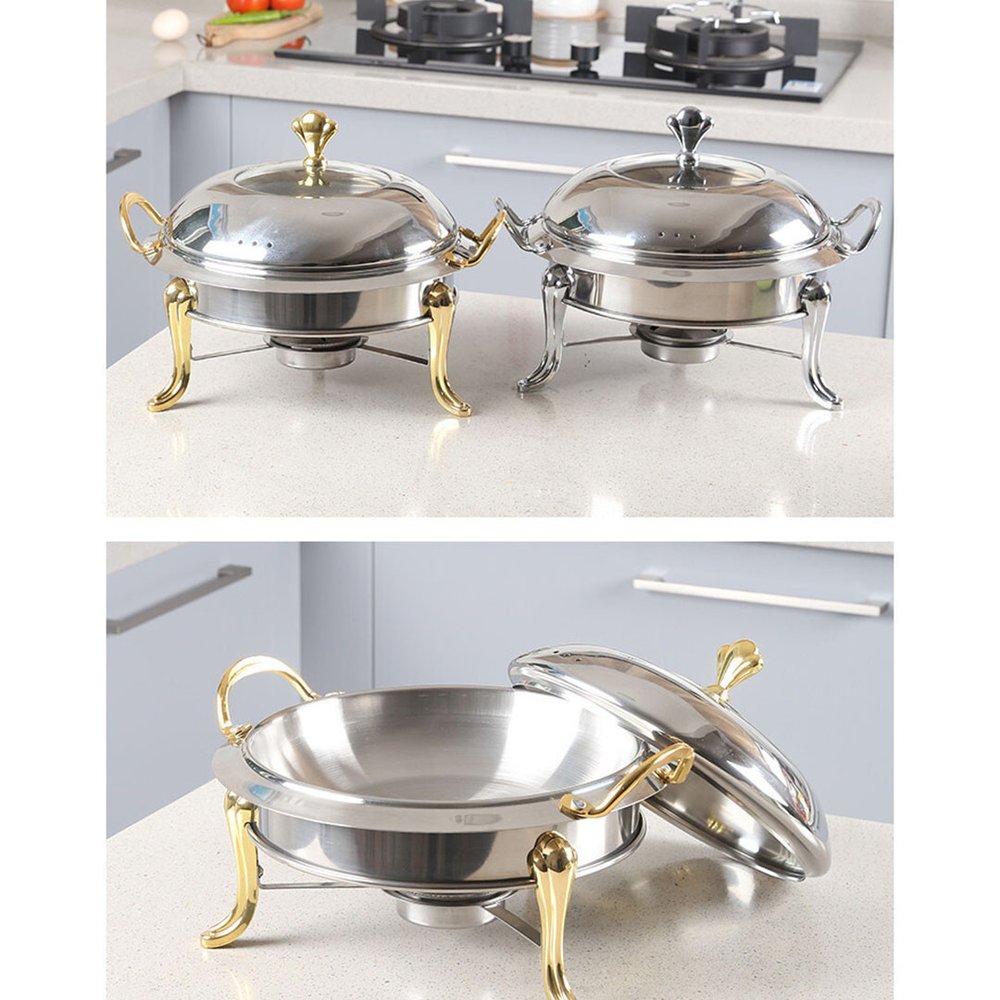 11" Silver Stainless Steel Chafing Dish With Stand