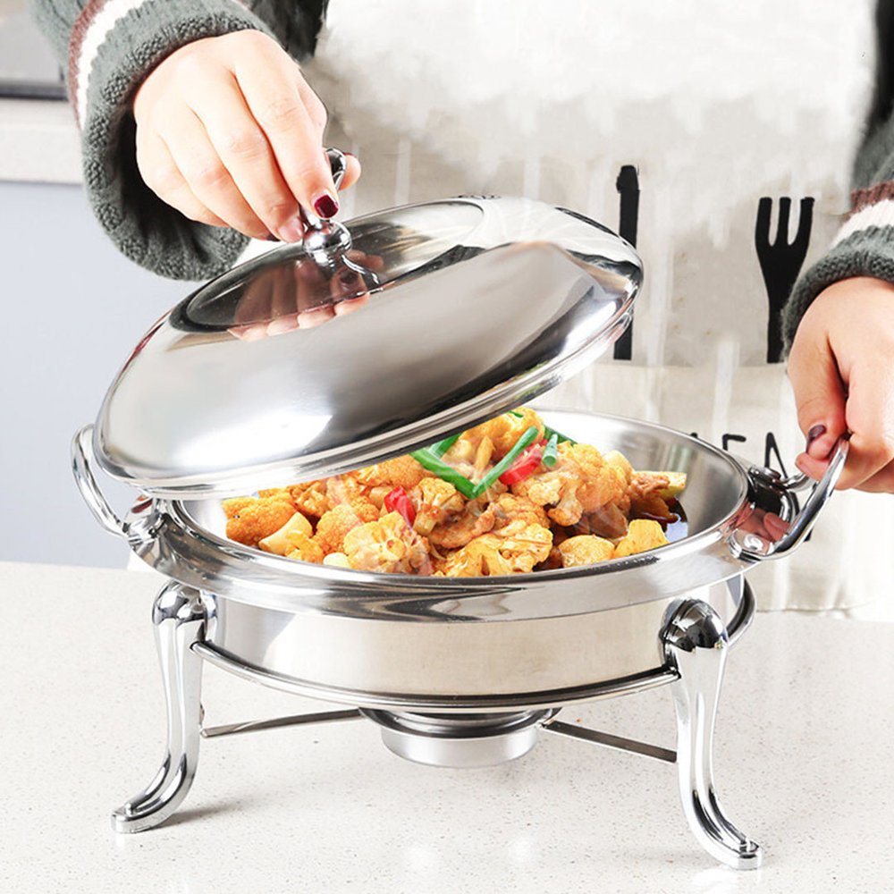 11" Silver Stainless Steel Chafing Dish With Stand