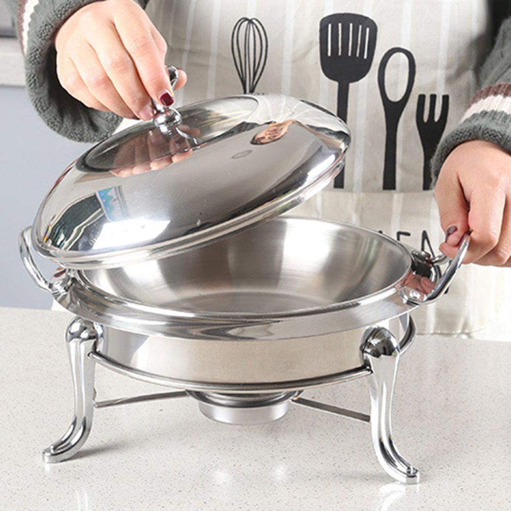 11" Silver Stainless Steel Chafing Dish With Stand