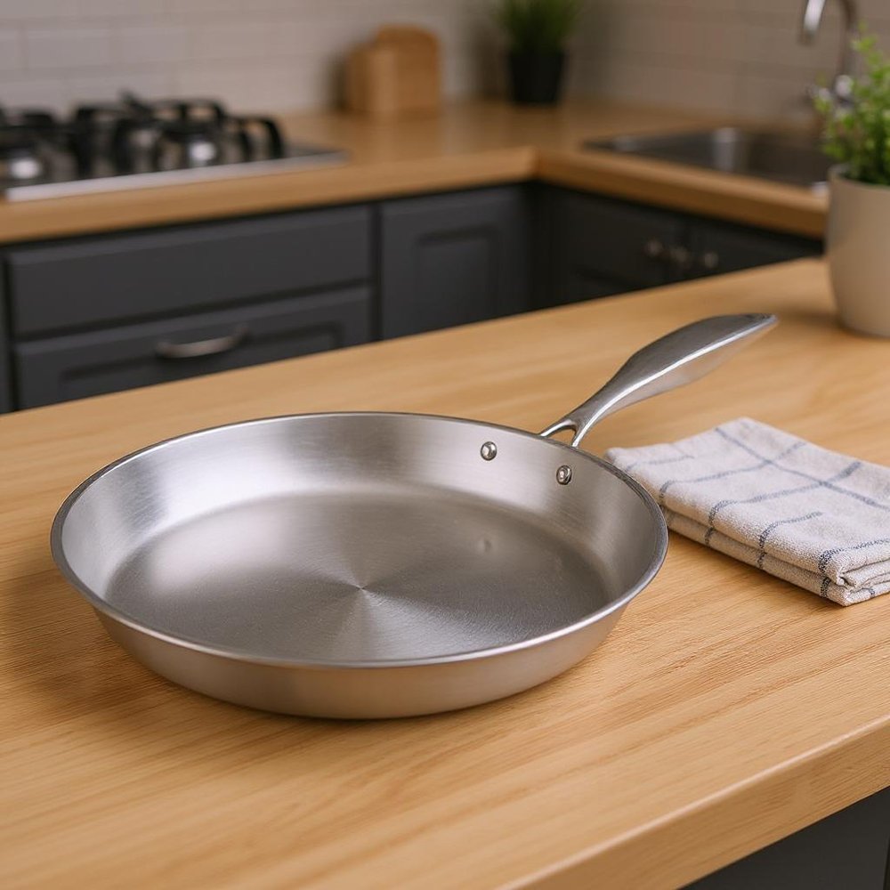 10" Silver Stainless Steel Frying Pan