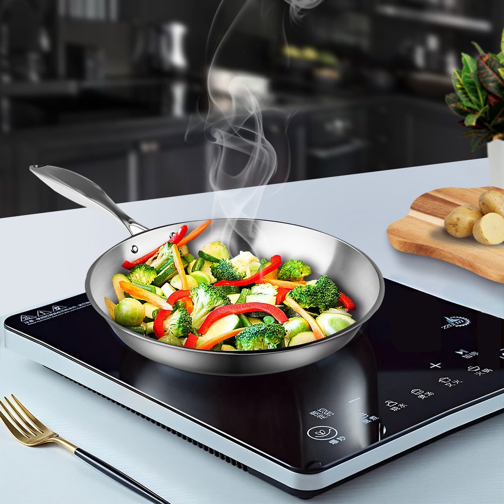 10" Silver Stainless Steel Frying Pan
