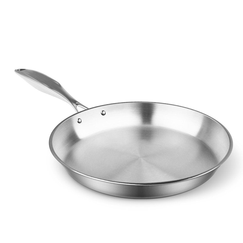 12" Silver Stainless Steel Frying Pan