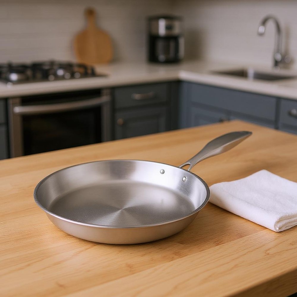 12" Silver Stainless Steel Frying Pan