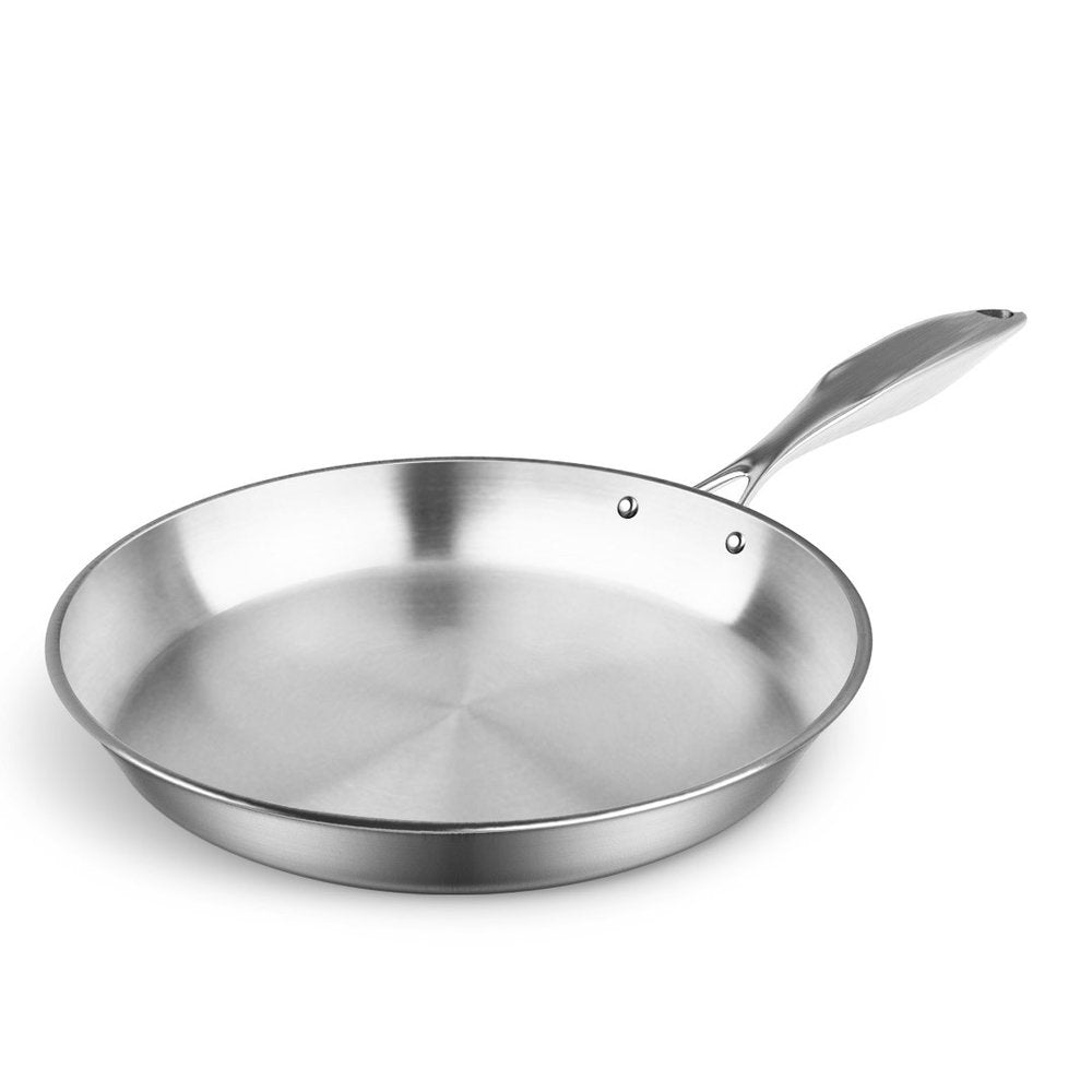 12" Silver Stainless Steel Frying Pan