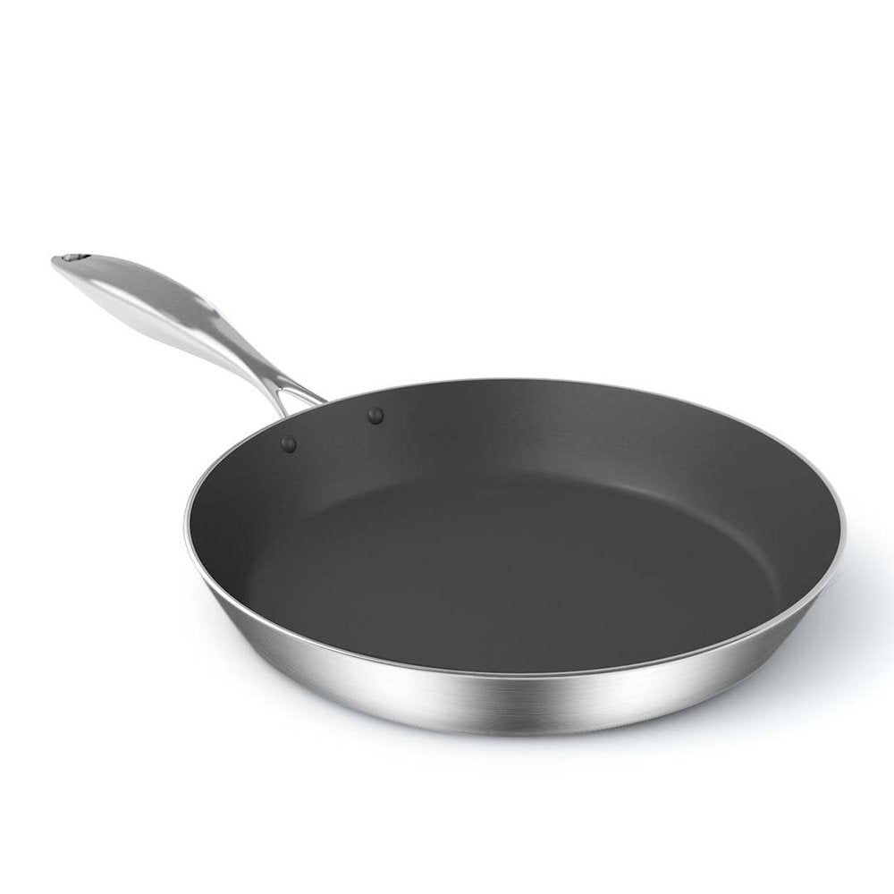 8" Black And Silver Stainless Steel Frying Pan