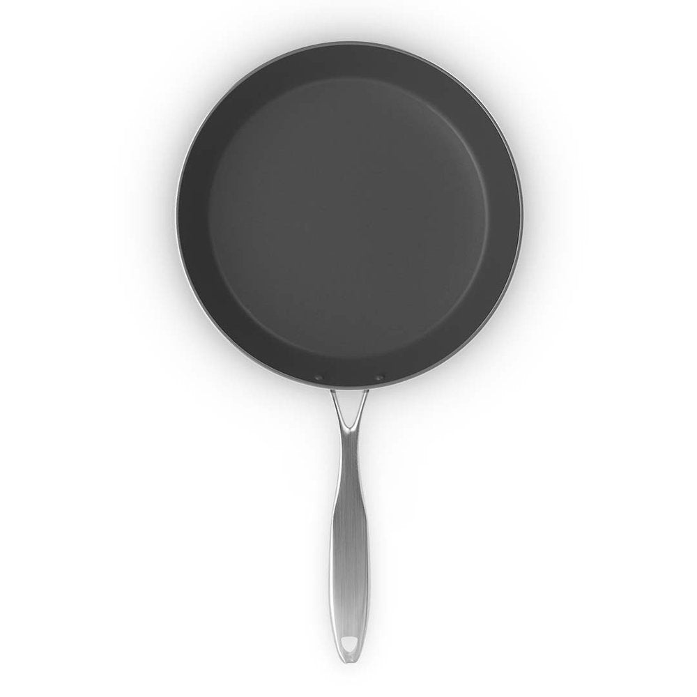 8" Black And Silver Stainless Steel Frying Pan