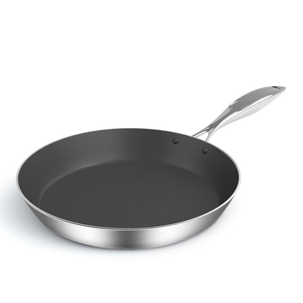 10" Black And Silver Stainless Steel Frying Pan
