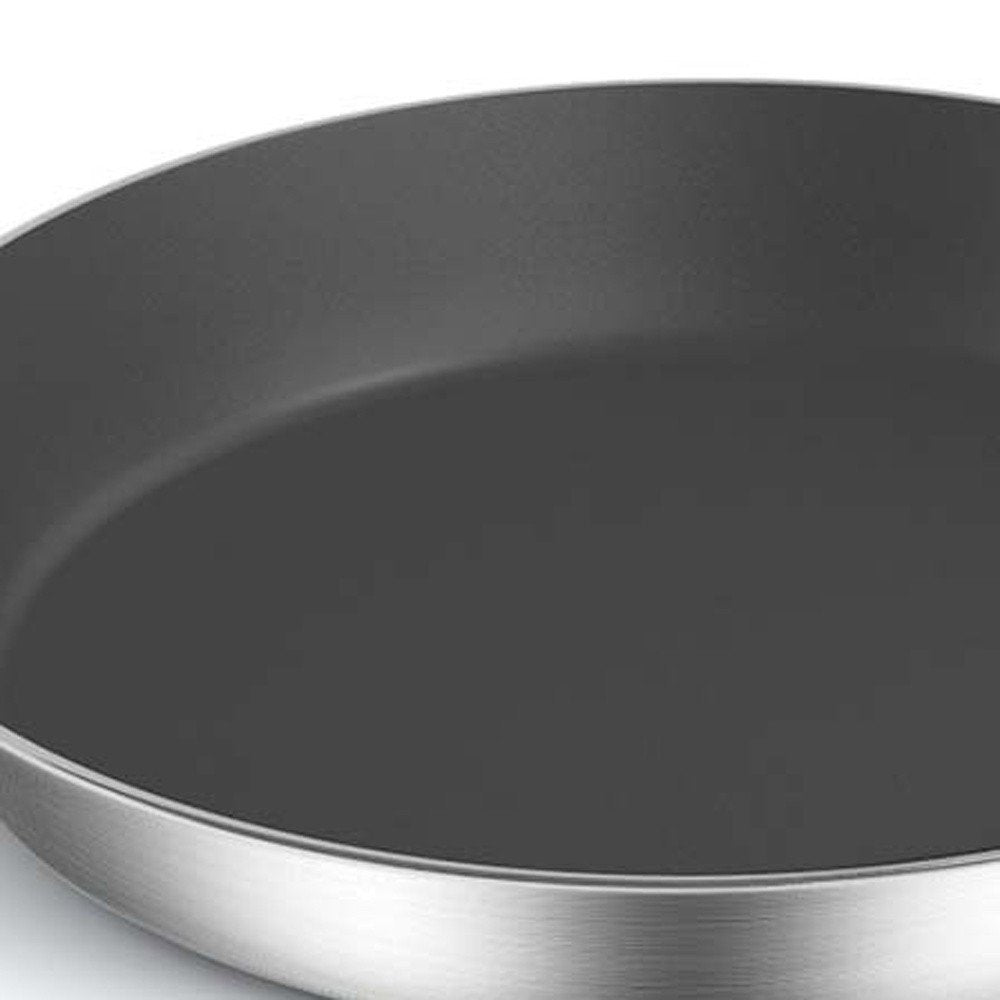 13" Black And Silver Stainless Steel Frying Pan