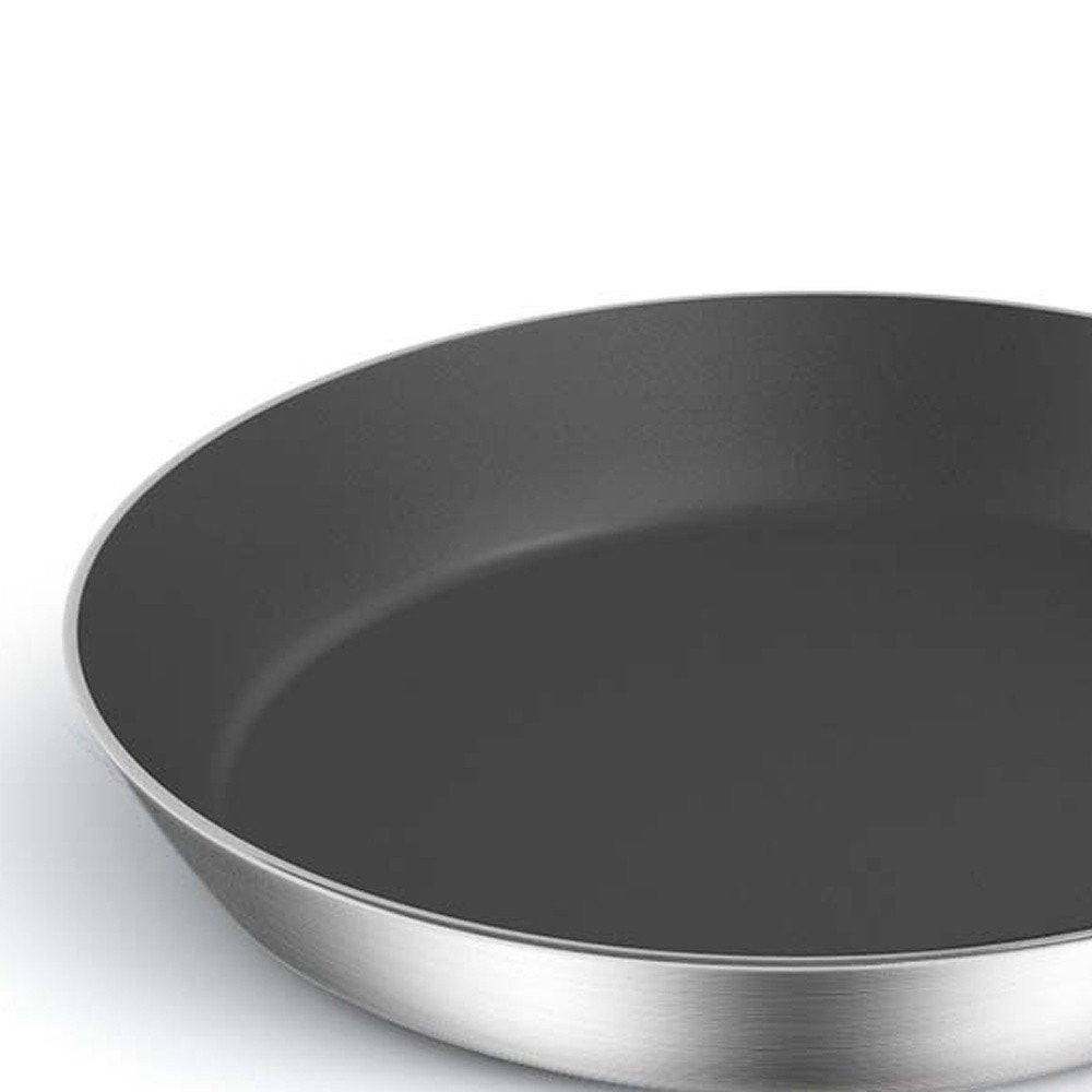 13" Black And Silver Stainless Steel Frying Pan