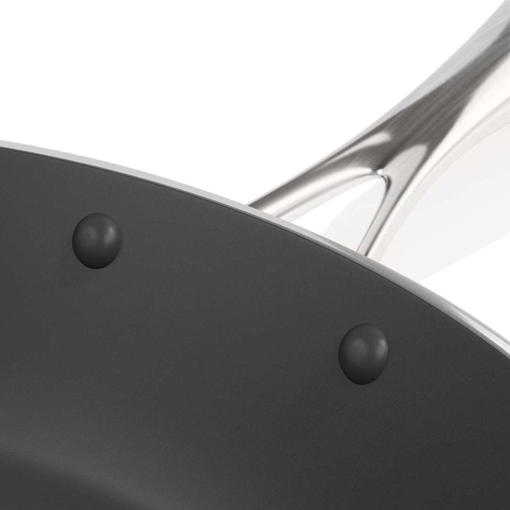 14" Black And Silver Stainless Steel Frying Pan