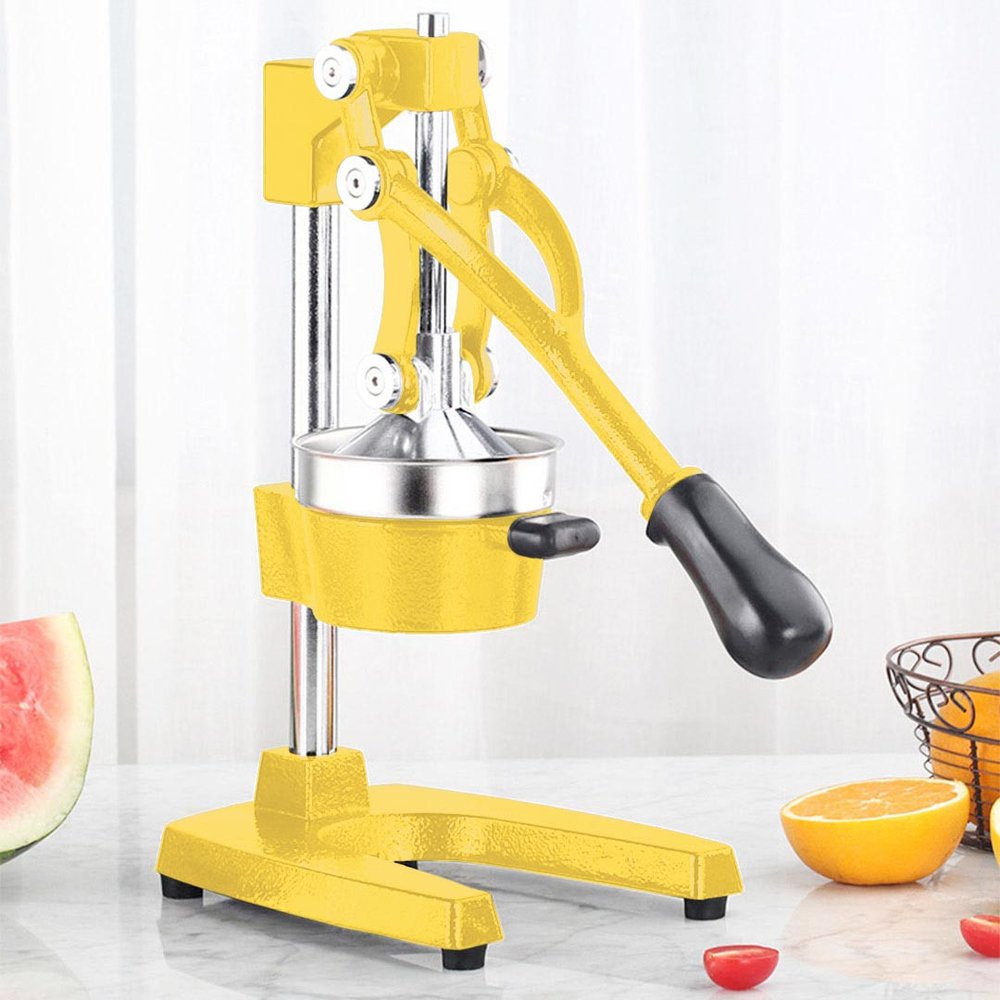 7" Yellow Black And Silver Stainless Steel Manual Juicer