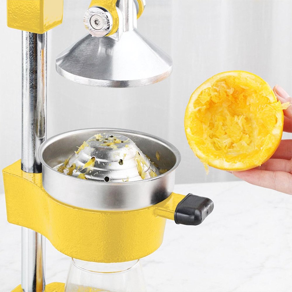 7" Yellow Black And Silver Stainless Steel Manual Juicer
