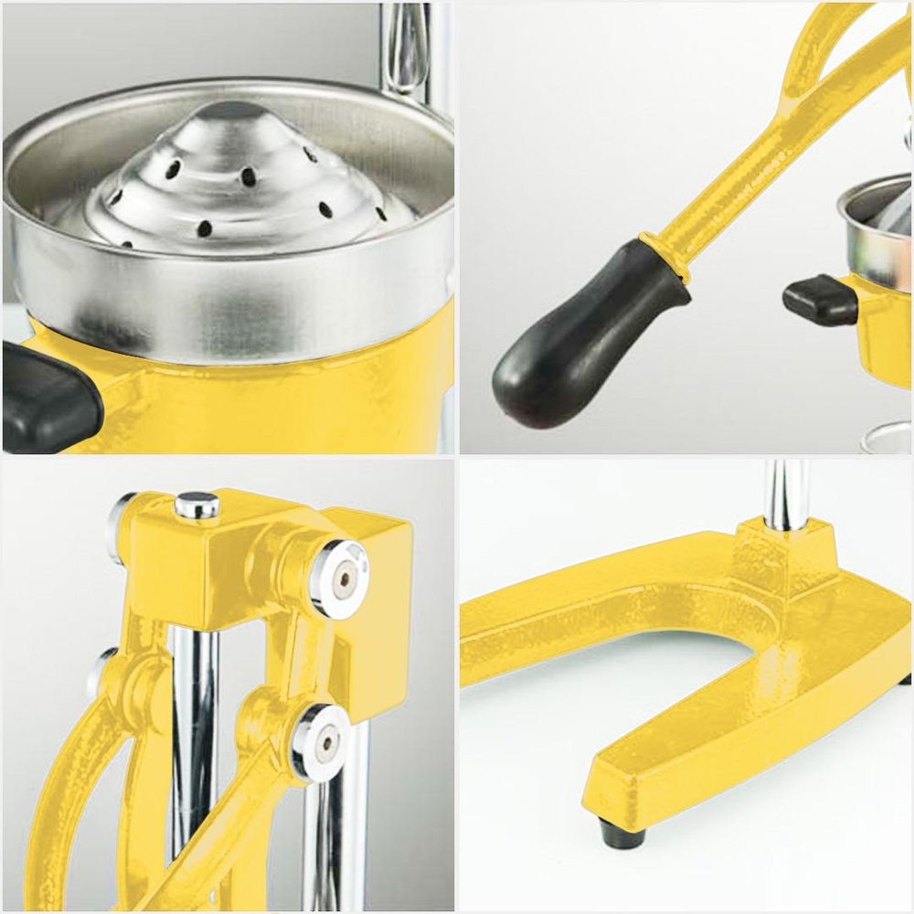 7" Yellow Black And Silver Stainless Steel Manual Juicer
