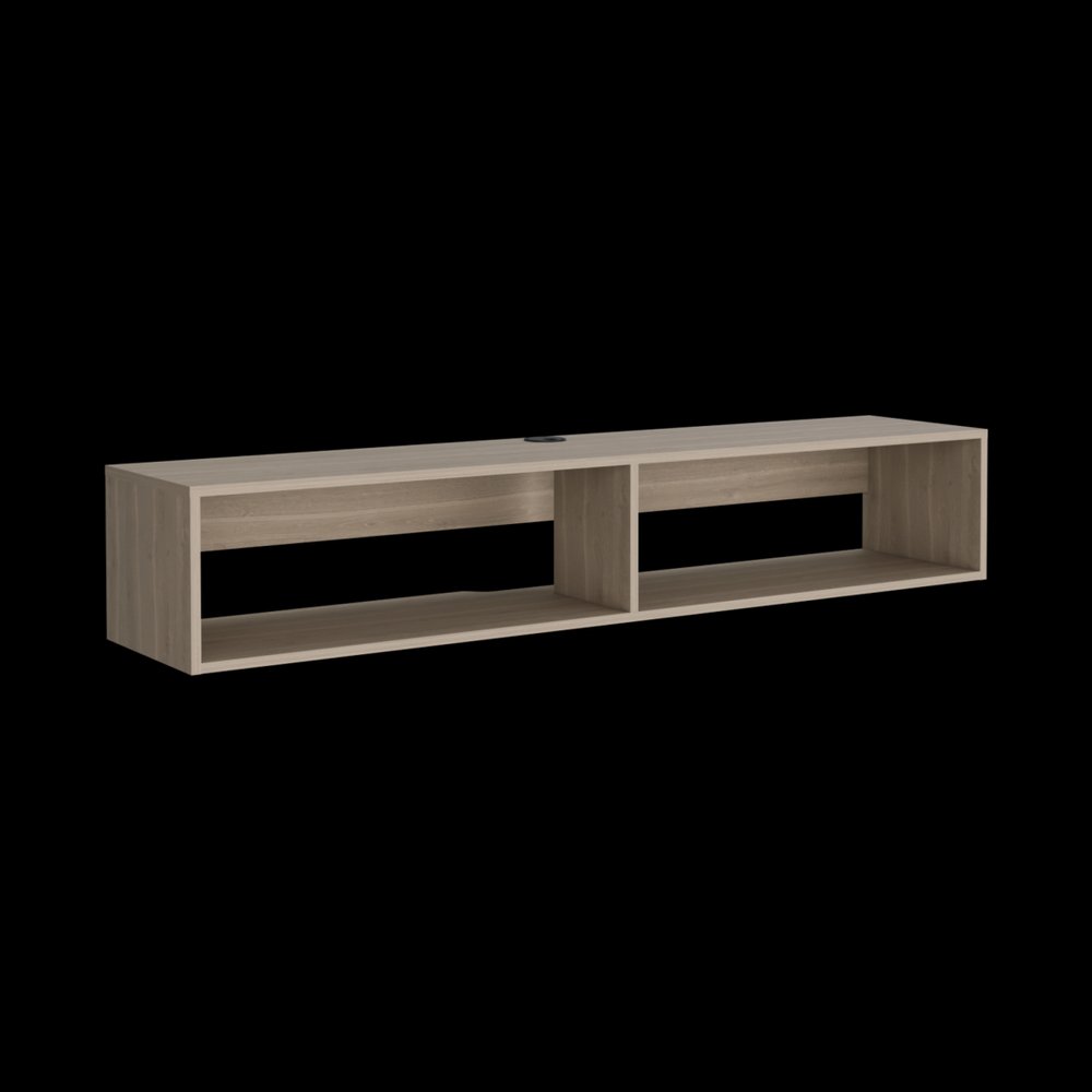 59" Beige Floating Mount TV Stand photographed against a dark studio background in beige.