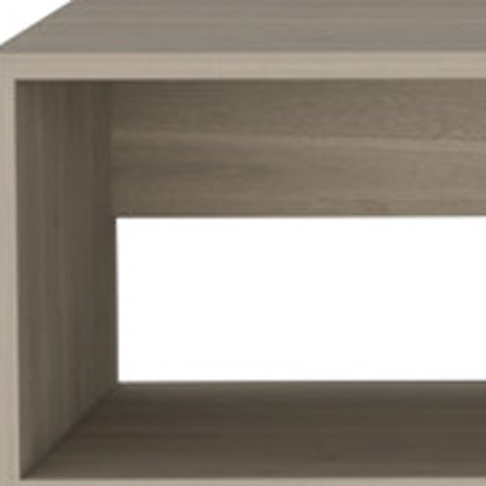 59" Beige Floating Mount TV Stand. TV stand in beige wood.