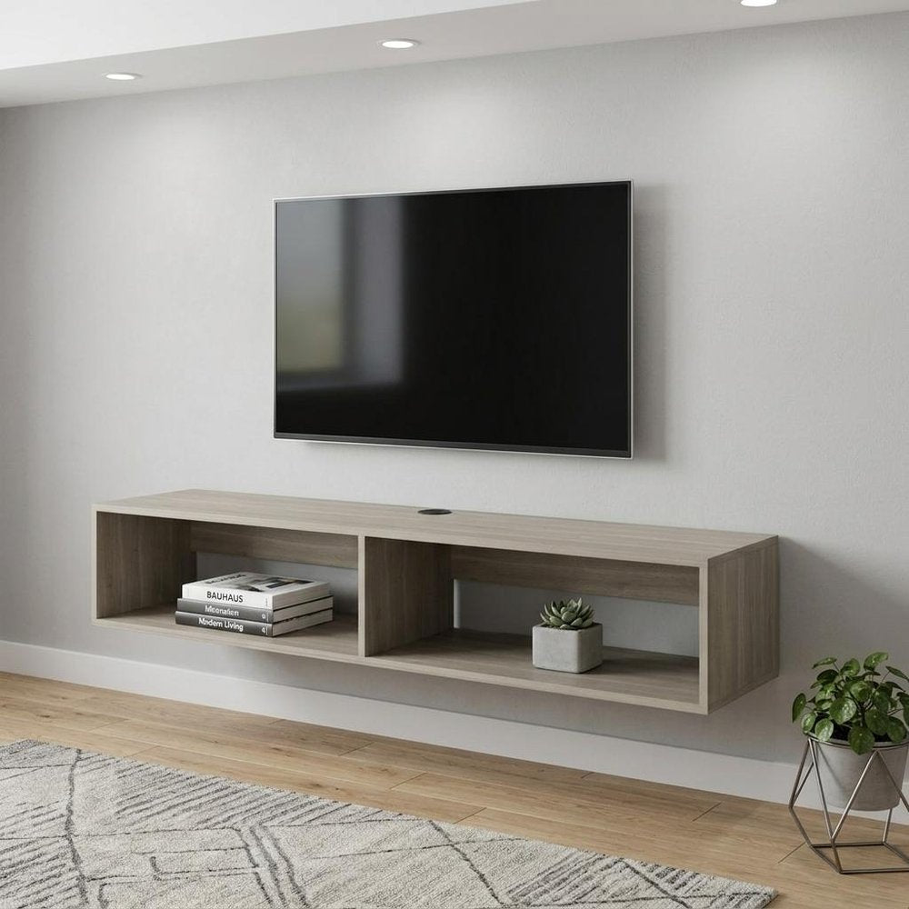 59" Beige Floating Mount TV Stand
