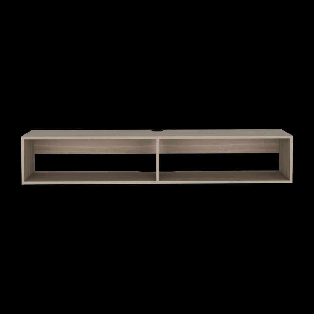 59" Beige Floating Mount TV Stand photographed against a dark studio background in beige.