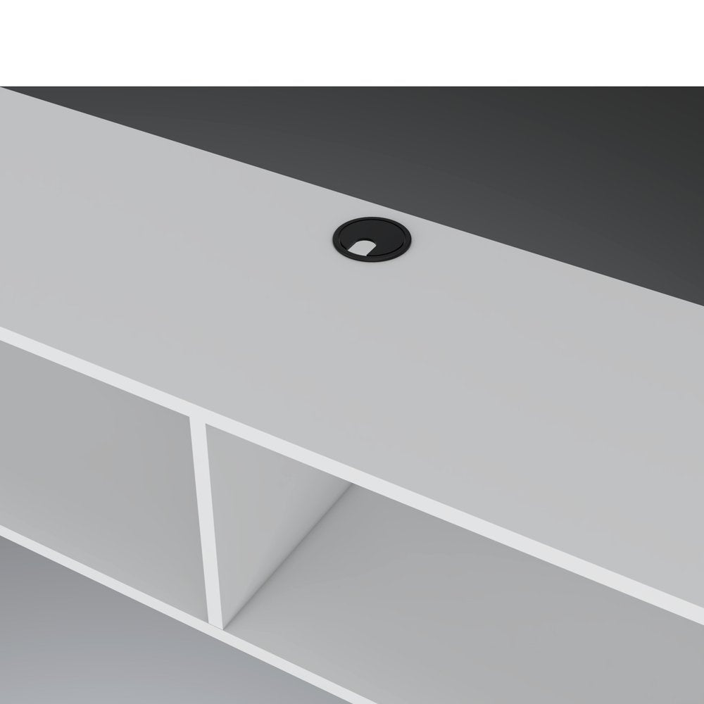 59" White Floating Mount TV Stand detail shot of the wood finish.