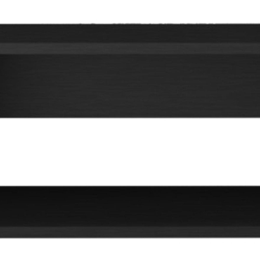 59" Black Floating Mount TV Stand. TV stand isolated on a plain white background, in a black wood finish.