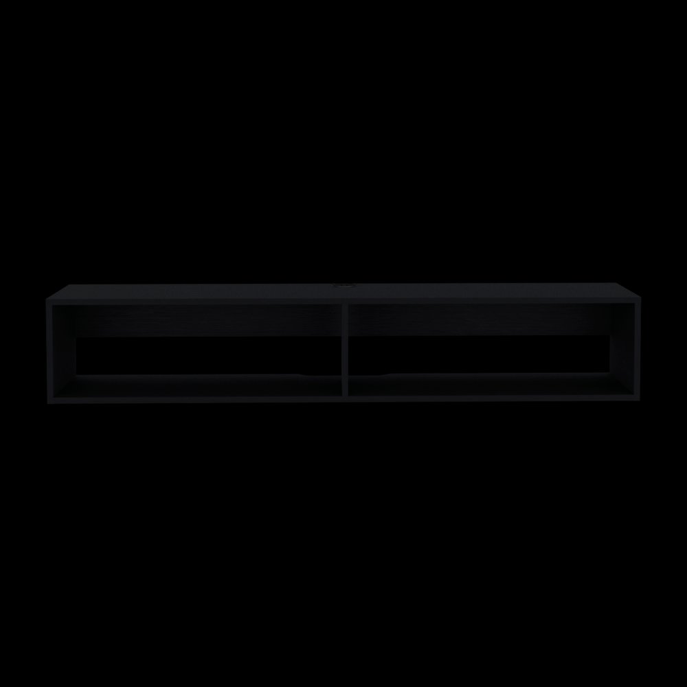 59" Black Floating Mount TV Stand photographed against a dark studio background in black.