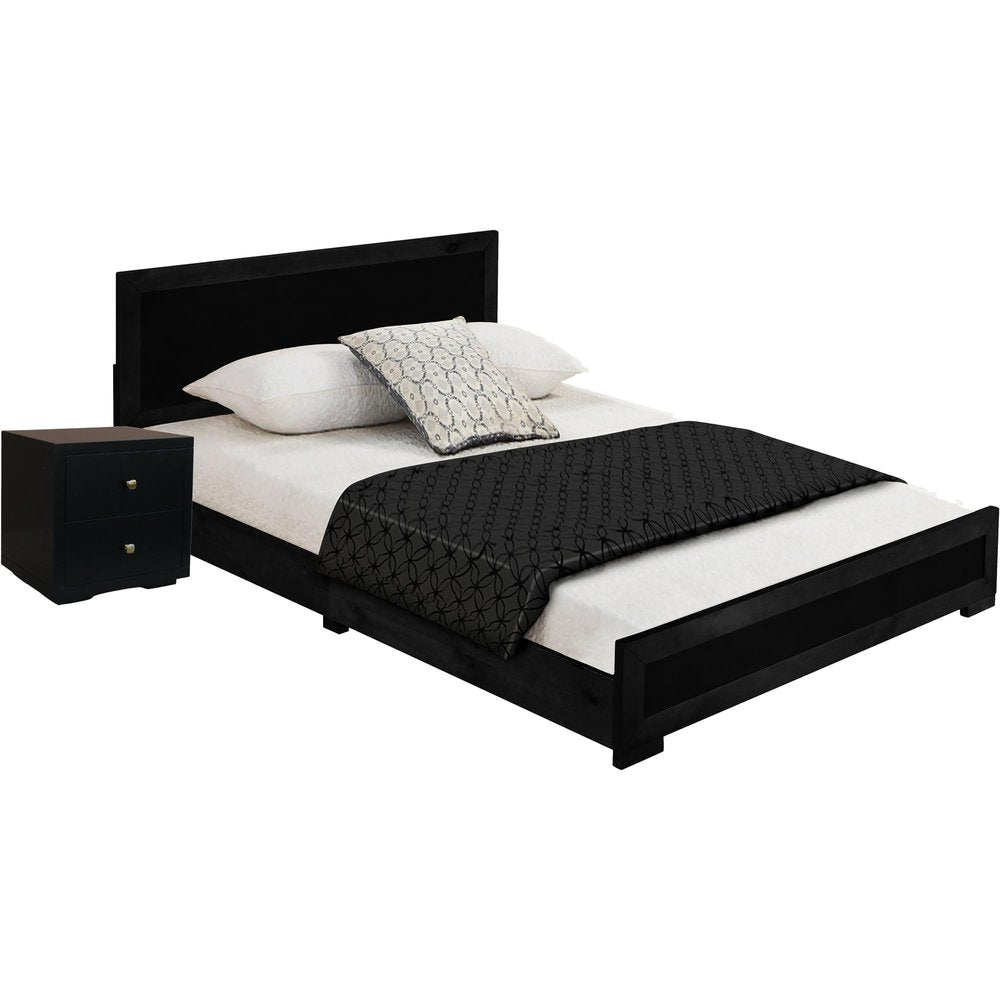 Two Piece Black Solid and Manufactured Wood Bedroom Set