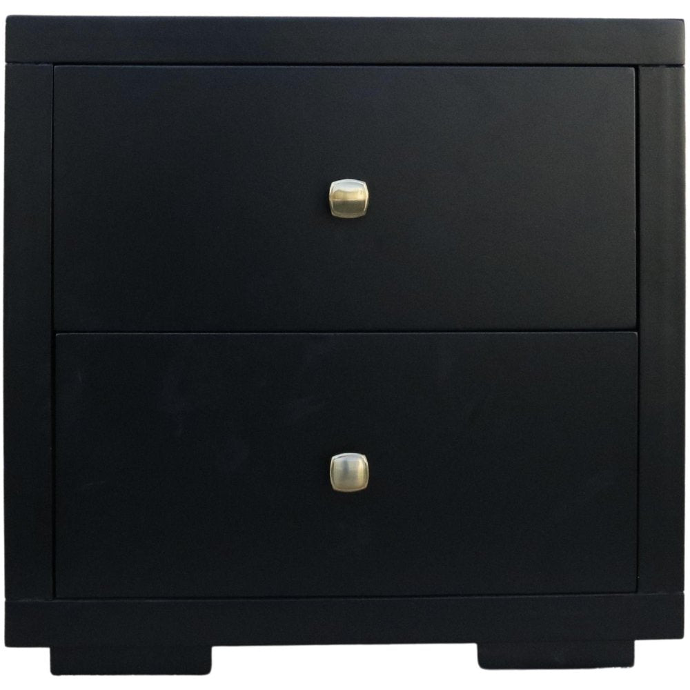 Two Piece Black Solid and Manufactured Wood Bedroom Set