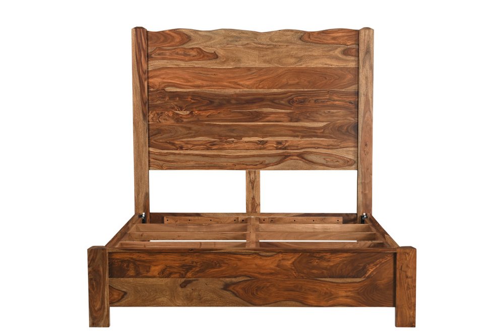 Three Piece Brown Solid Wood Bedroom Set on a white background