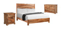 Three Piece Brown Solid Wood Bedroom Set on a white background