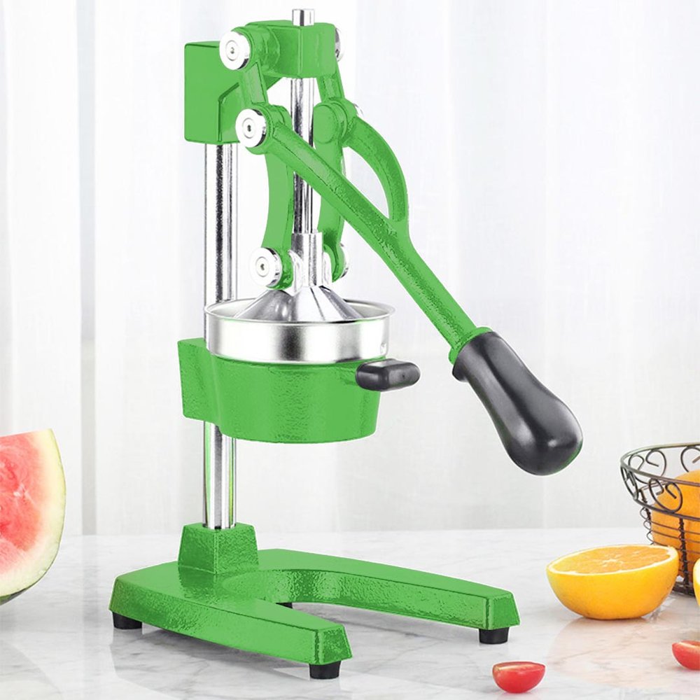 7" Green Silver And Black Stainless Steel Manual Juicer