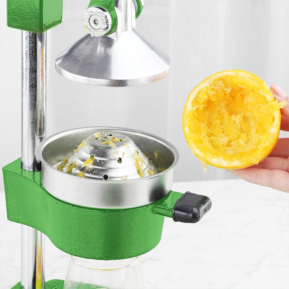 7" Green Silver And Black Stainless Steel Manual Juicer