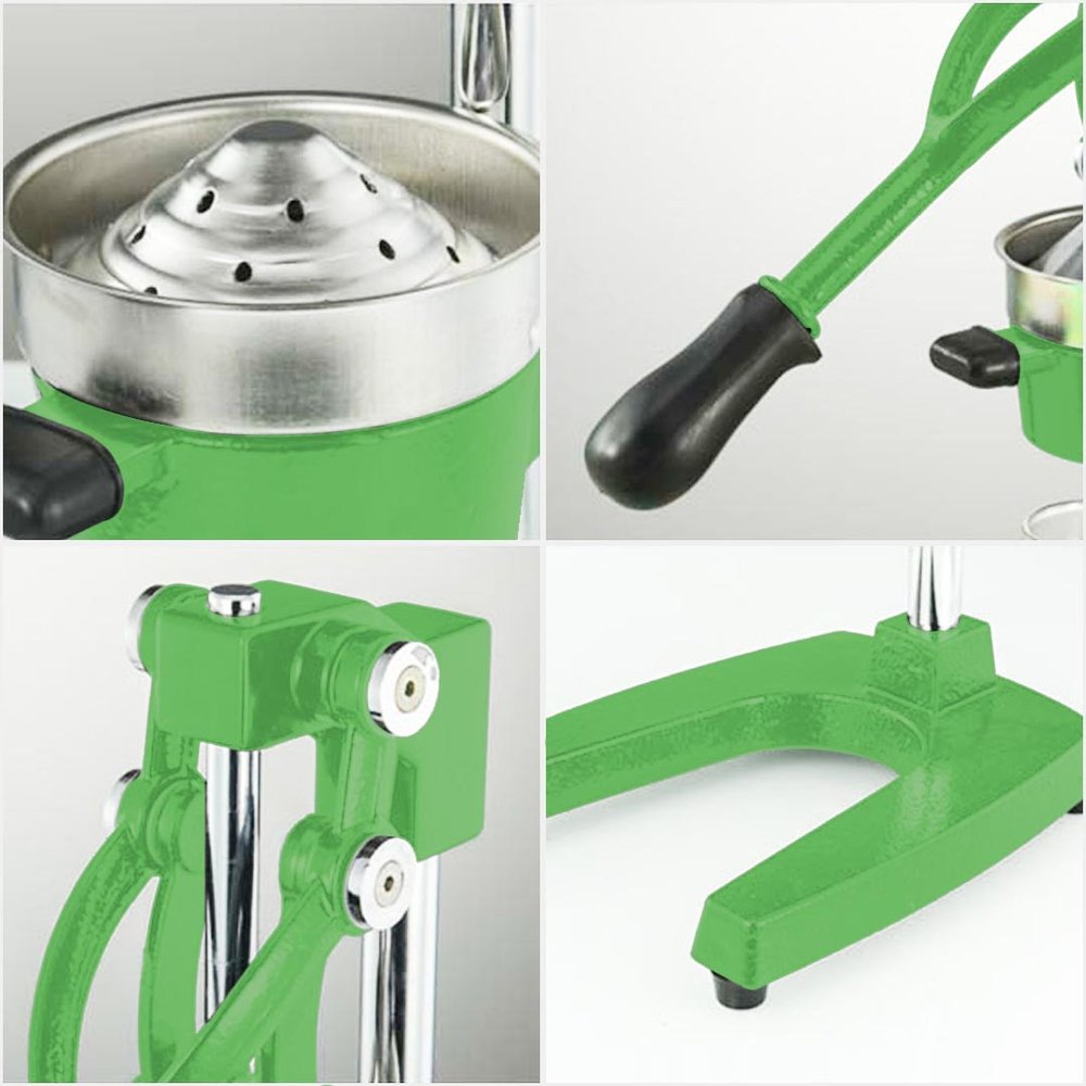7" Green Silver And Black Stainless Steel Manual Juicer