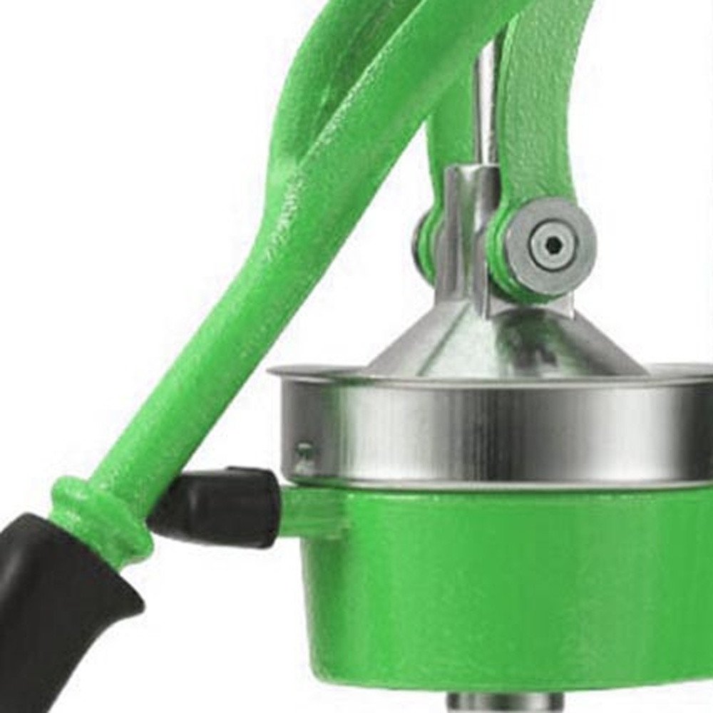 7" Green Silver And Black Stainless Steel Manual Juicer