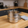 12" Silver Stainless Steel Food Steamer