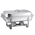 9" Silver Stainless Steel Chafing Dish With Stand - with Rectangular Shape on a white background