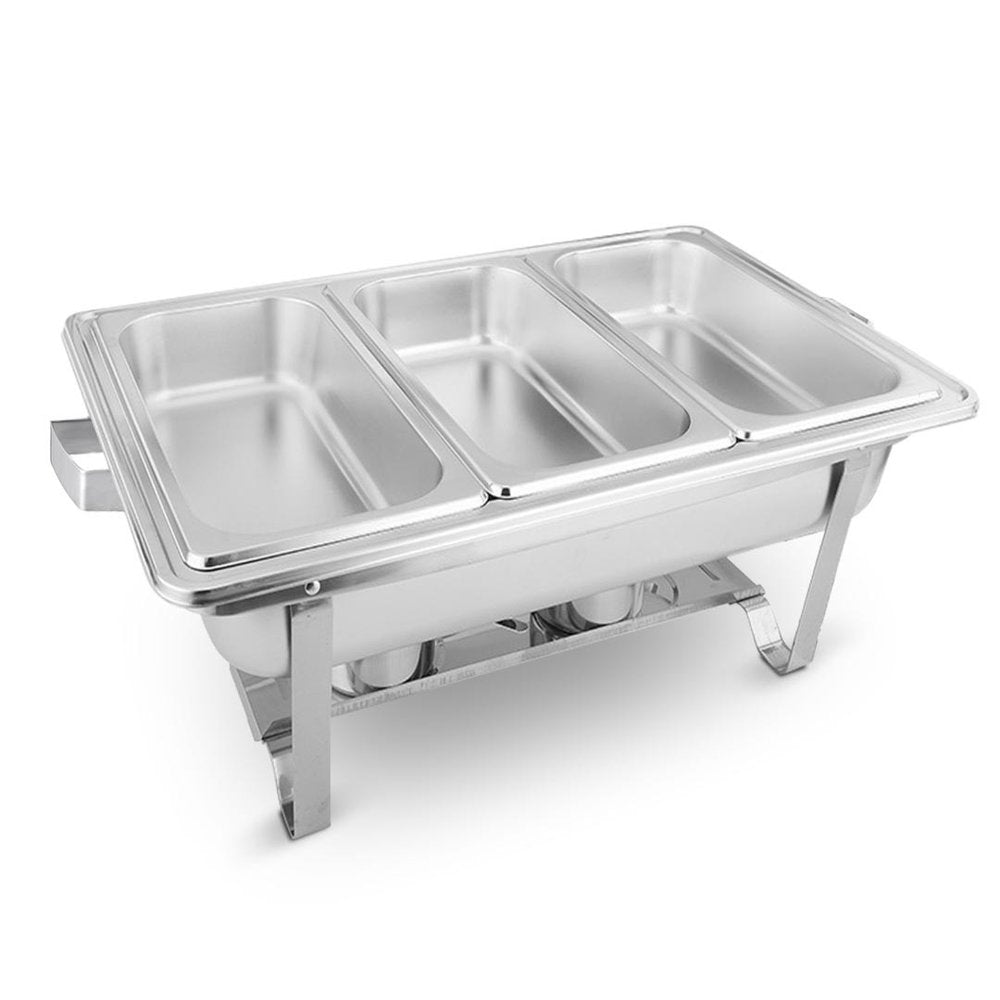 9" Silver Stainless Steel Chafing Dish With Stand - with Sturdy Stand