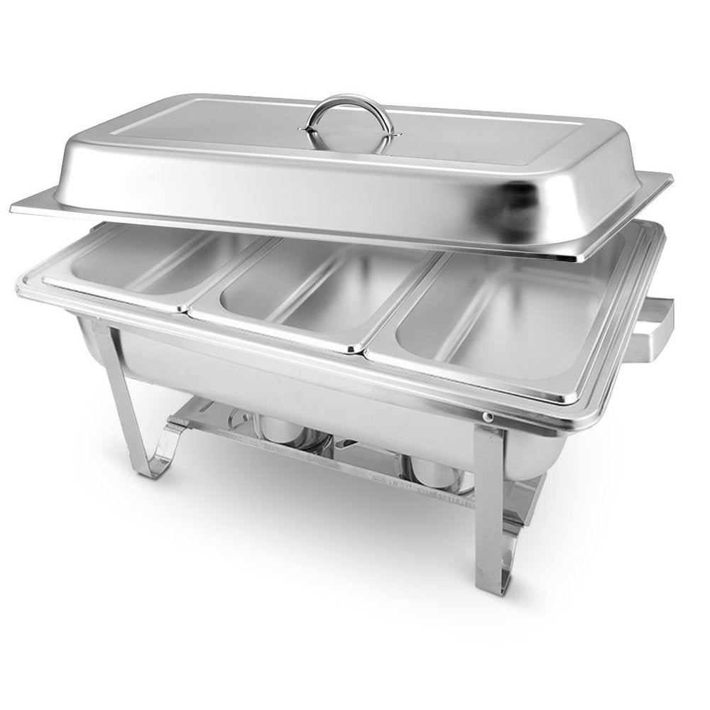 9" Silver Stainless Steel Chafing Dish With Stand - with Sturdy Stand