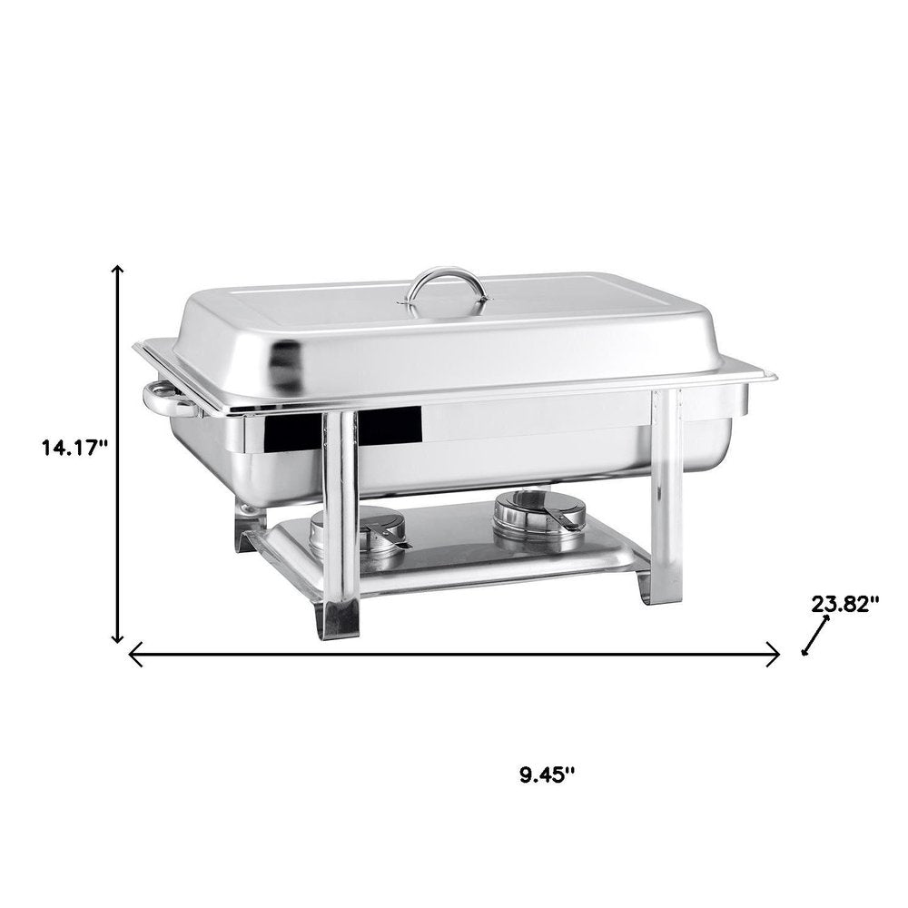 9" Silver Stainless Steel Chafing Dish With Stand - SKU 569492 on a white background