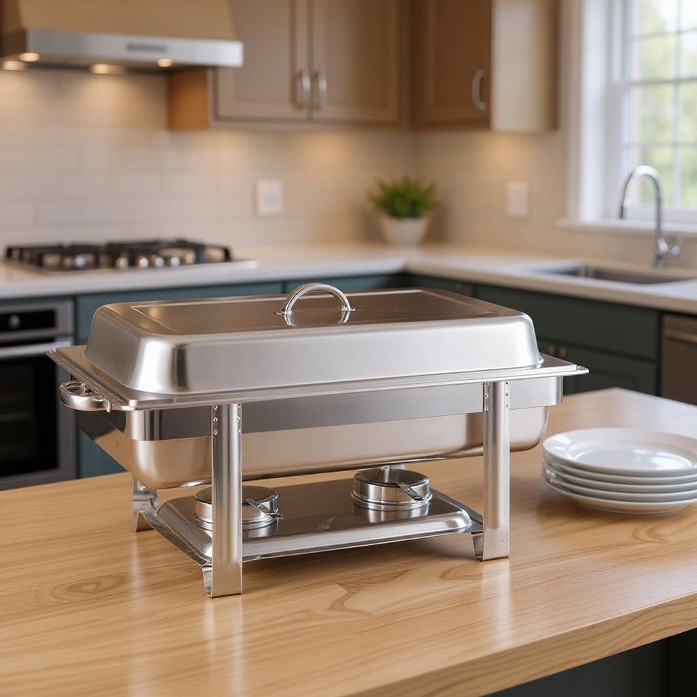 9" Silver Stainless Steel Chafing Dish With Stand - SKU 569493