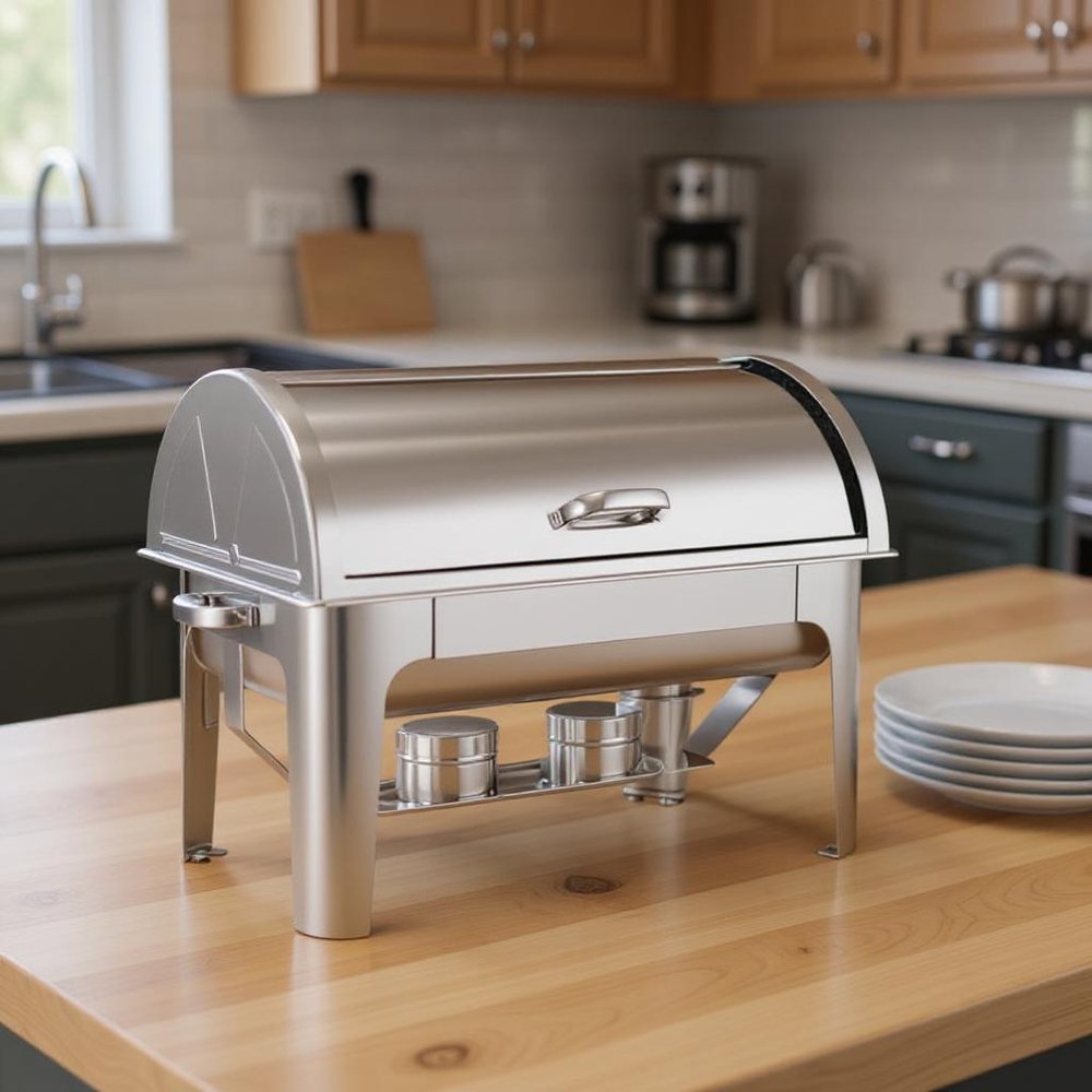 14" Silver Stainless Steel Chafing Dish With Stand